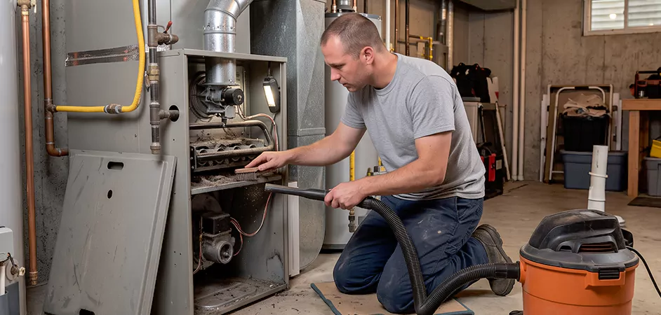 Burner and Heater Compartment Lint Removal in Hagerstown